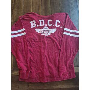 Boxercraft Red B.D.C.C. Long Sleeve V-Neck Shirt With Skull Graphic